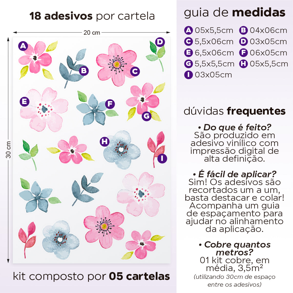 Cartela Adesiva Jardim Aquarela