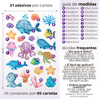 Cartela Adesiva Fundo do Mar