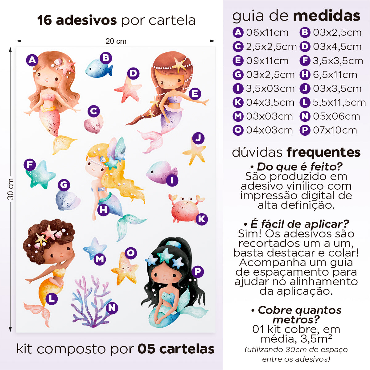 Cartela Adesiva Sereias