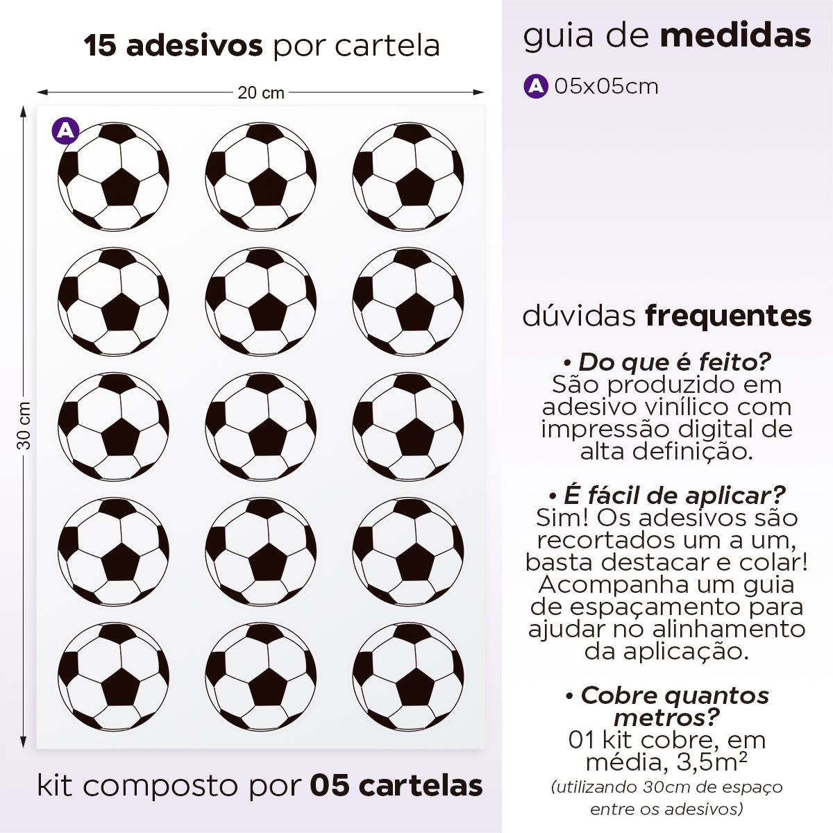 Cartela Adesiva Bolas de Futebol