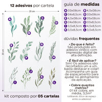 Cartela Adesiva Raminhos Aquarela