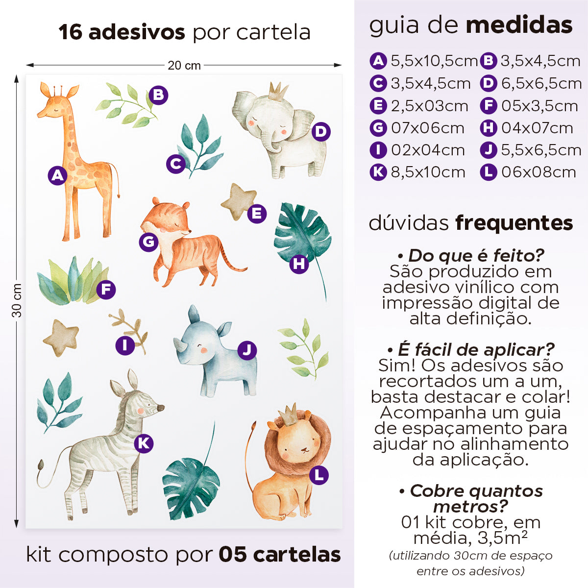 Cartela Adesiva Safari Aquarela