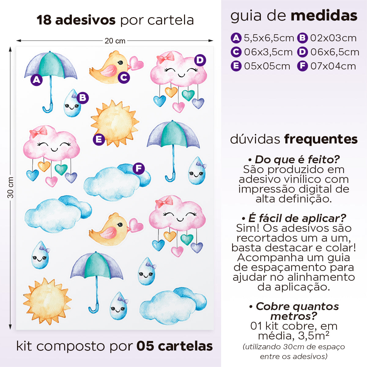 Cartela Adesiva Chuva de Amor