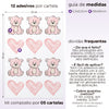 Cartela Adesiva Ursinhos e Corações Rosa