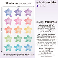 Cartela Adesiva Estrelas Aquarelas