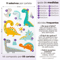 Cartela Adesiva Dinos Coloridos