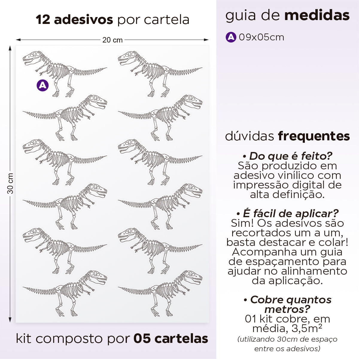 Cartela Adesiva Fossil de Dinossauros