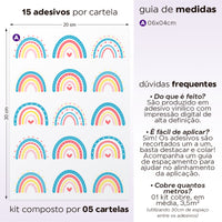 Cartela Adesiva Arco-Íris Colorido
