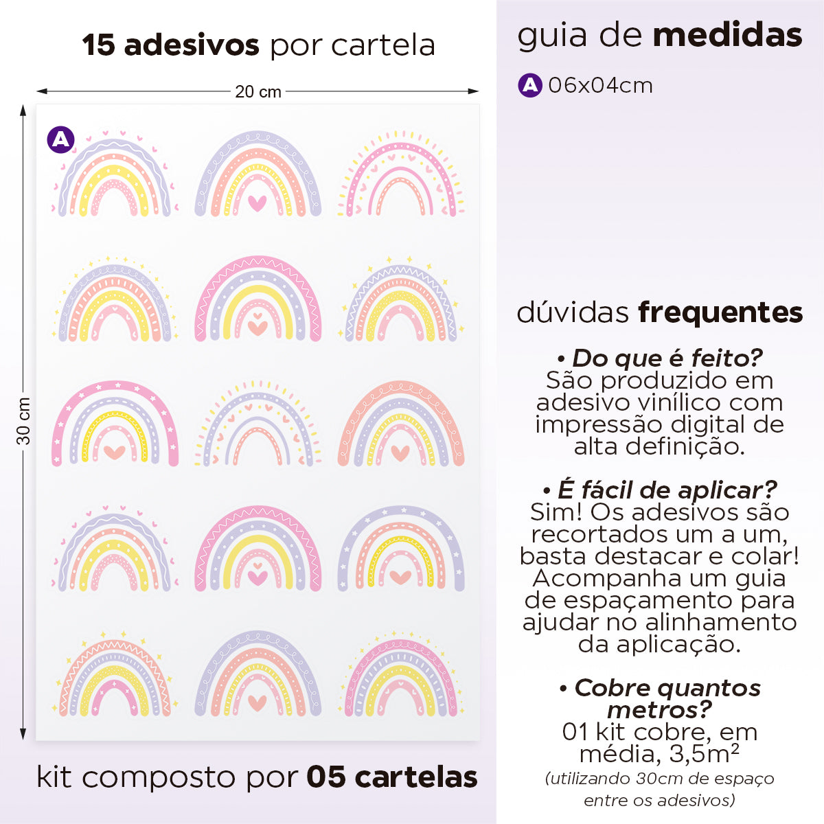 Cartela Adesiva Arco-Íris Candy