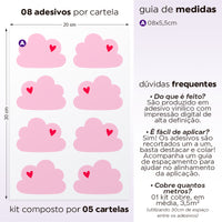 Cartela Adesiva Nuvem Coração Rosa