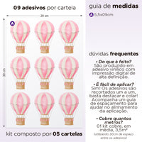 Cartela Adesiva Mini Balões Aquarela Rosa