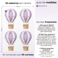 Cartela Adesiva Balões Aquarela Lilás