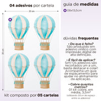 Cartela Adesiva Balões Aquarela Azul Bebê