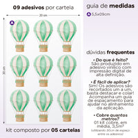 Cartela Adesiva Mini Balões Aquarela Verde Menta