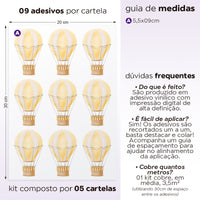 Cartela Adesiva Mini Balões Aquarela Amarelo