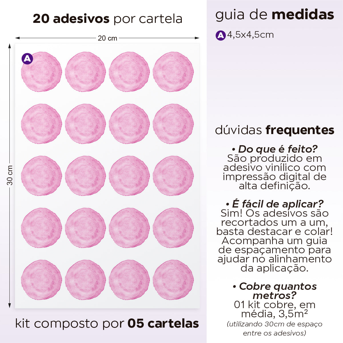 Cartela Adesiva Bolinhas Aquarela Ternura