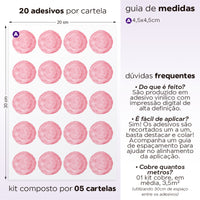 Cartela Adesiva Bolinhas Aquarela Rosa