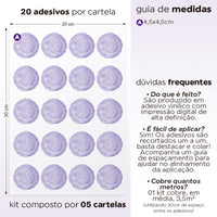Cartela Adesiva Bolinhas Aquarela Lilás