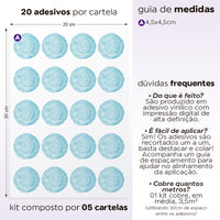 Cartela Adesiva Bolinhas Aquarela Azul Bebê