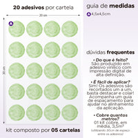Cartela Adesiva Bolinhas Aquarela Verde Menta
