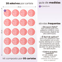 Cartela Adesiva Bolinhas Aquarela Cereja