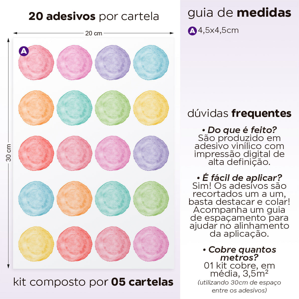 Cartela Adesiva Bolinhas Aquarela Festa