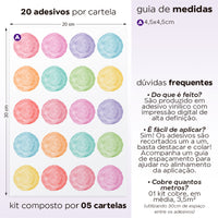 Cartela Adesiva Bolinhas Aquarela Festa