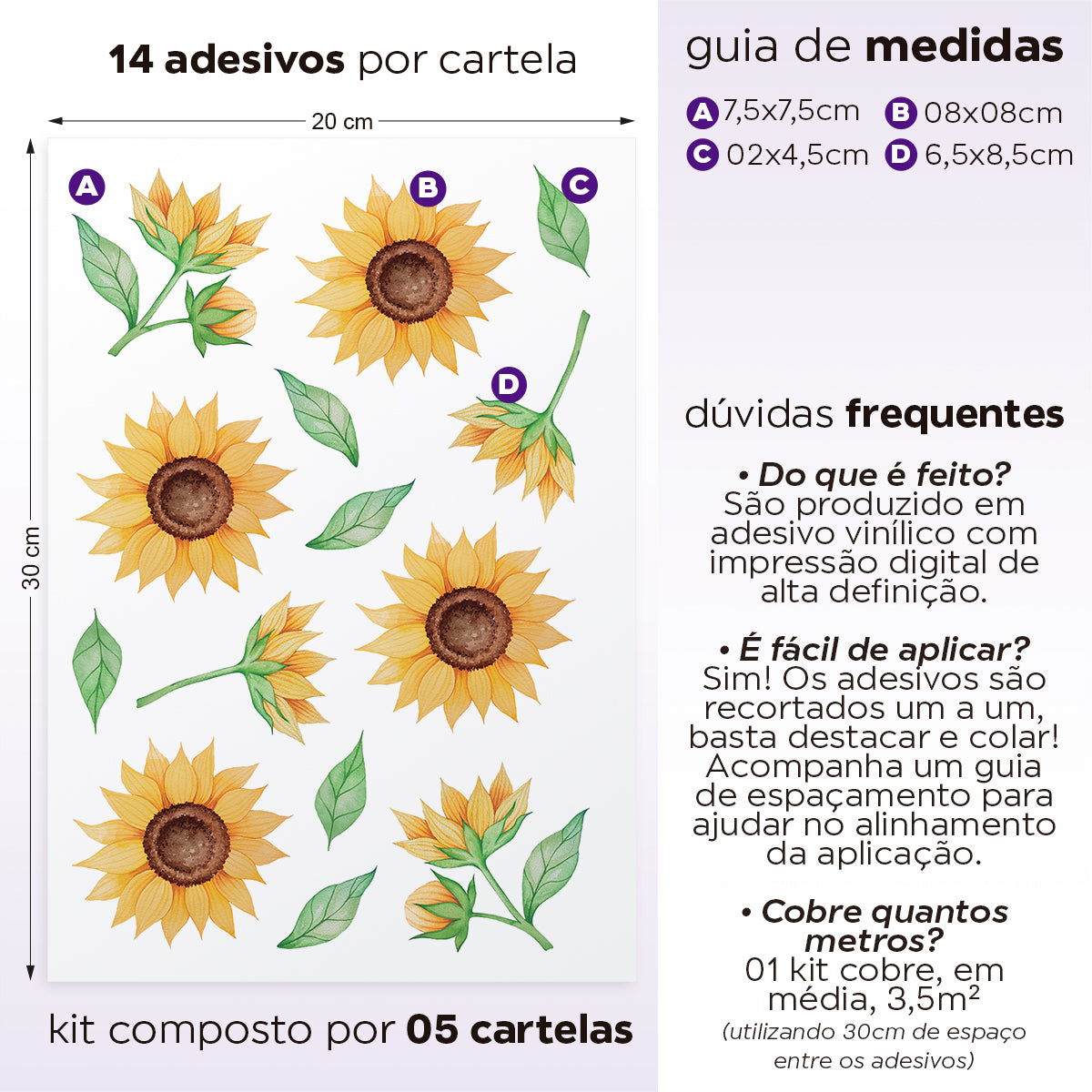 Cartela Adesiva Girassóis
