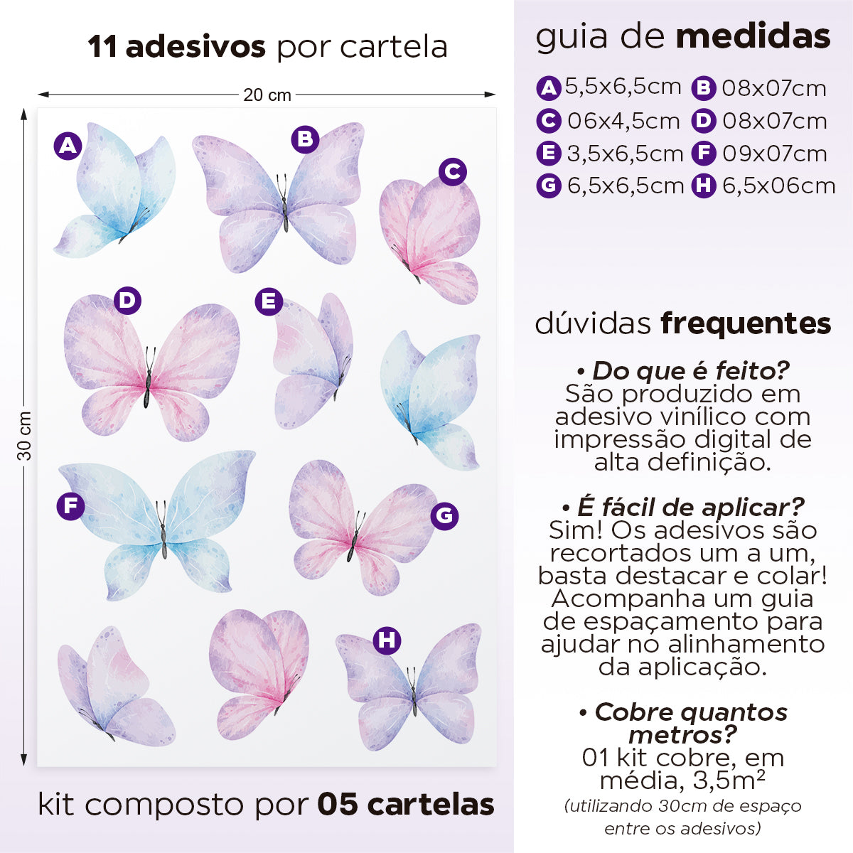 Cartela Adesiva Jardim de Borboletas