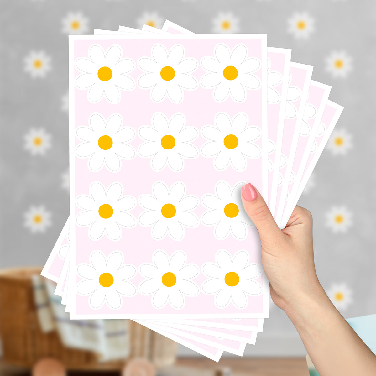 Cartela Adesiva Mini Margaridas Brancas