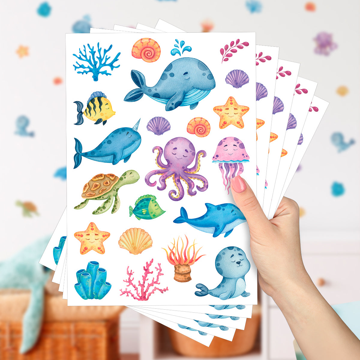 Cartela Adesiva Fundo do Mar