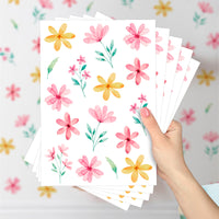 Cartela Adesiva Flores Aquarela