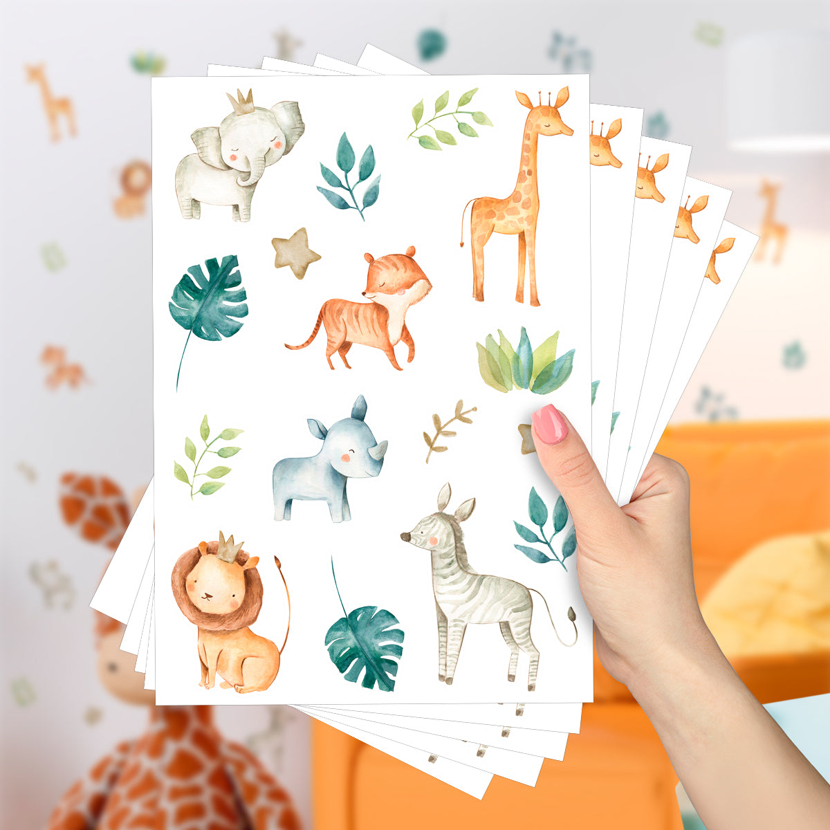 Cartela Adesiva Safari Aquarela