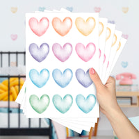 Cartela Adesiva Coração Aquarelado