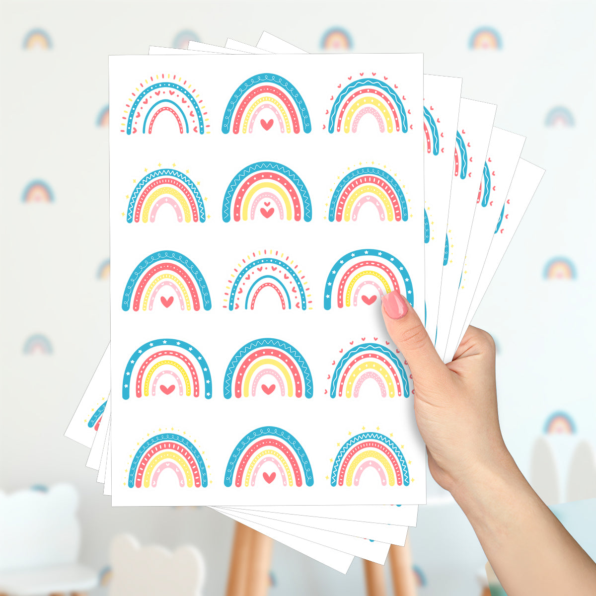 Cartela Adesiva Arco-Íris Colorido