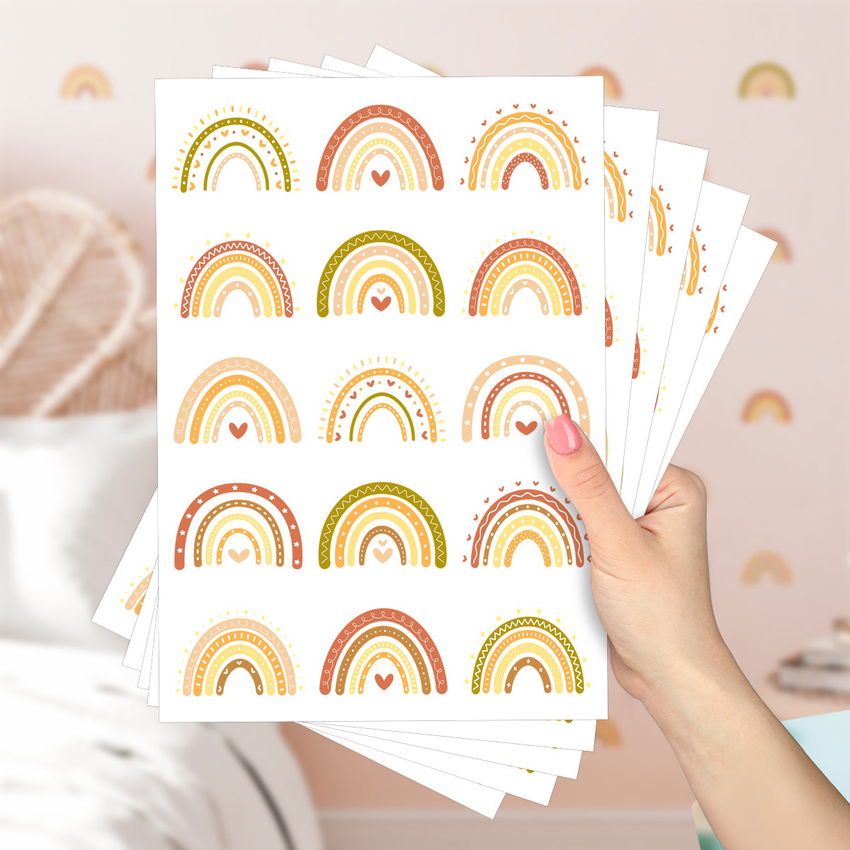 Cartela Adesiva Arco-Íris Boho Chic