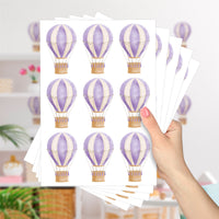 Cartela Adesiva Mini Balões Aquarela Lilás