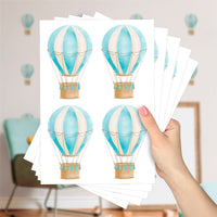 Cartela Adesiva Balões Aquarela Azul Bebê