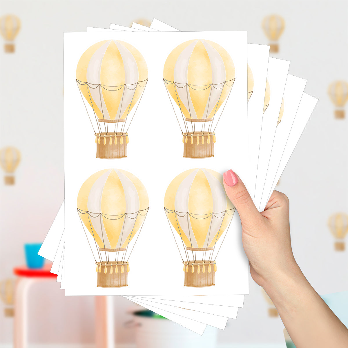 Cartela Adesiva Balões Aquarela Amarelo