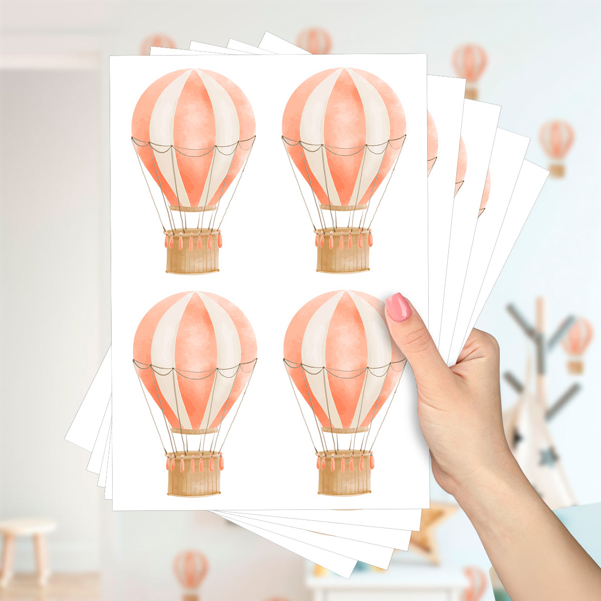 Cartela Adesiva Balões Aquarela Laranja