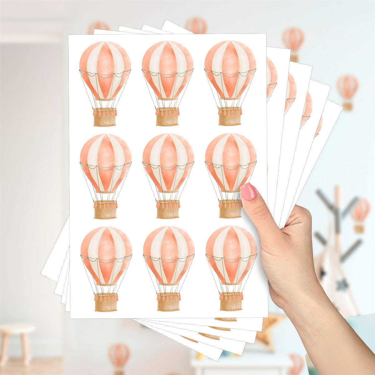 Cartela Adesiva Mini Balões Aquarela Laranja