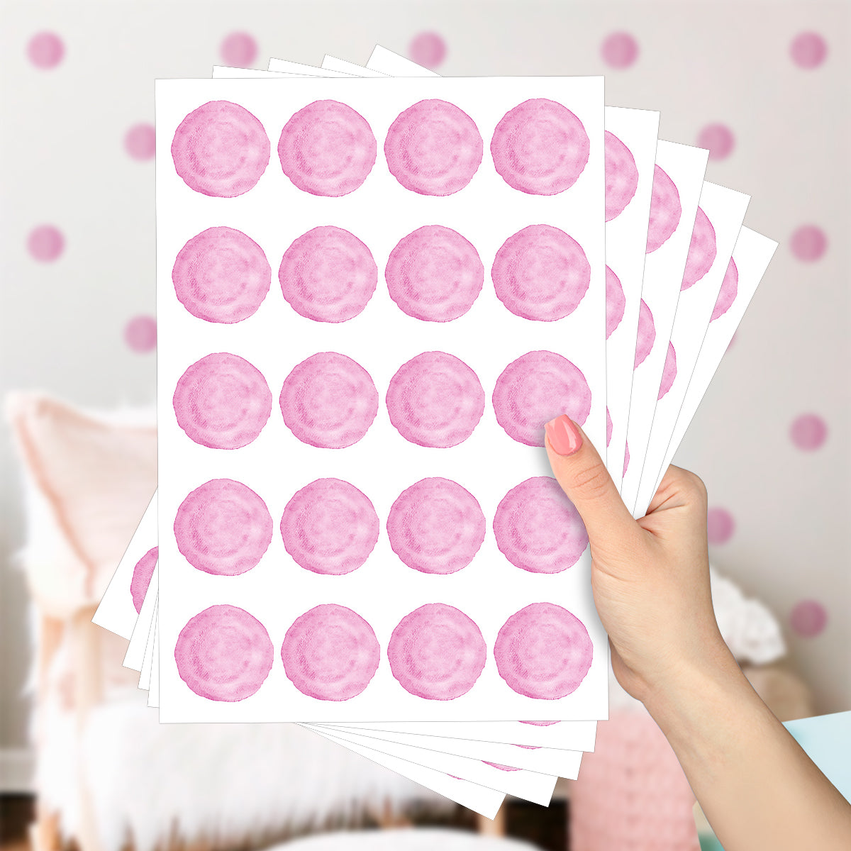 Cartela Adesiva Bolinhas Aquarela Ternura
