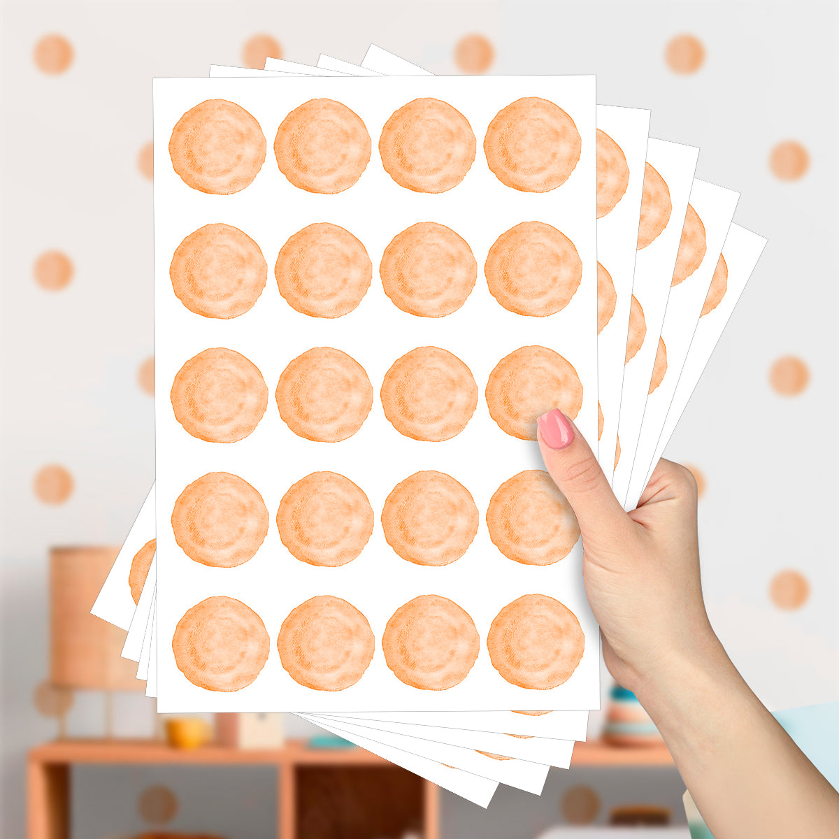 Cartela Adesiva Bolinhas Aquarela Damasco