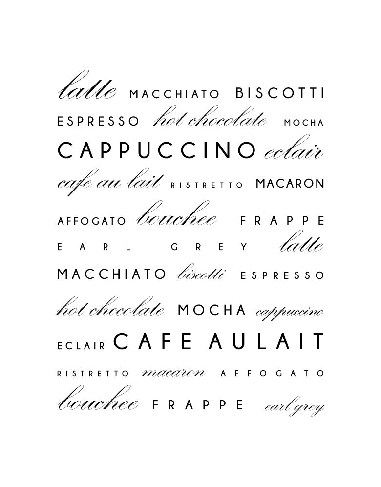 Adesivo Lettering Cafés