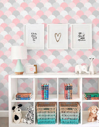 Papel de Parede Adesivo Escamas Rosa e Cinza