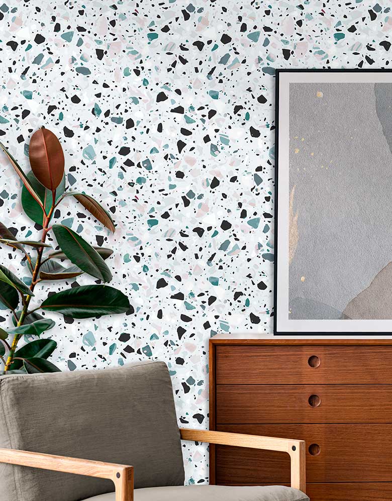 Papel de Parede Adesivo Granilite Terrazzo Tanzanita