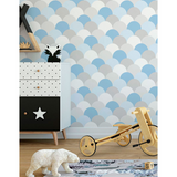 Papel de Parede Adesivo Escamas Azul E Cinza