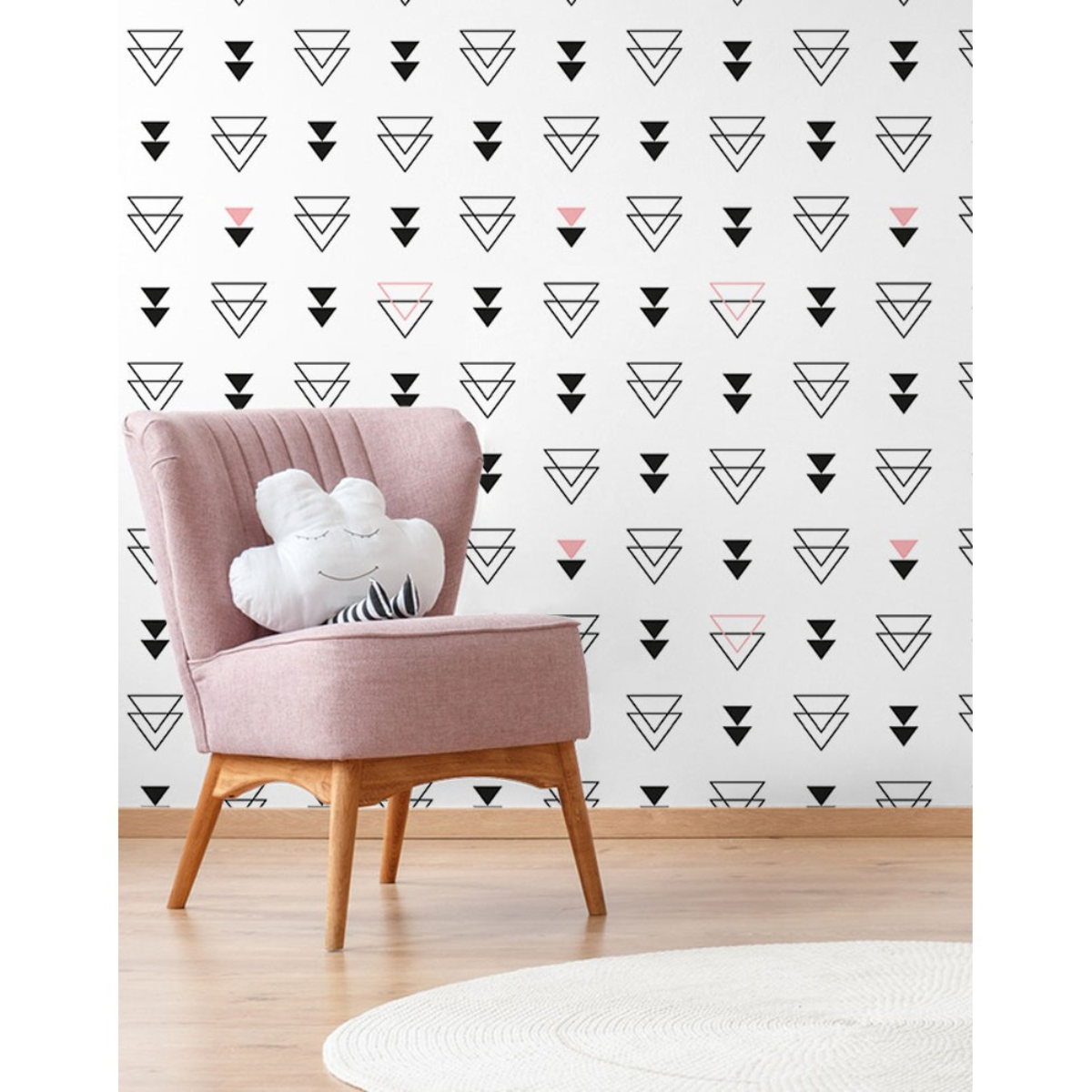 Papel de Parede Adesivo dois Triângulos Vazados Rosas