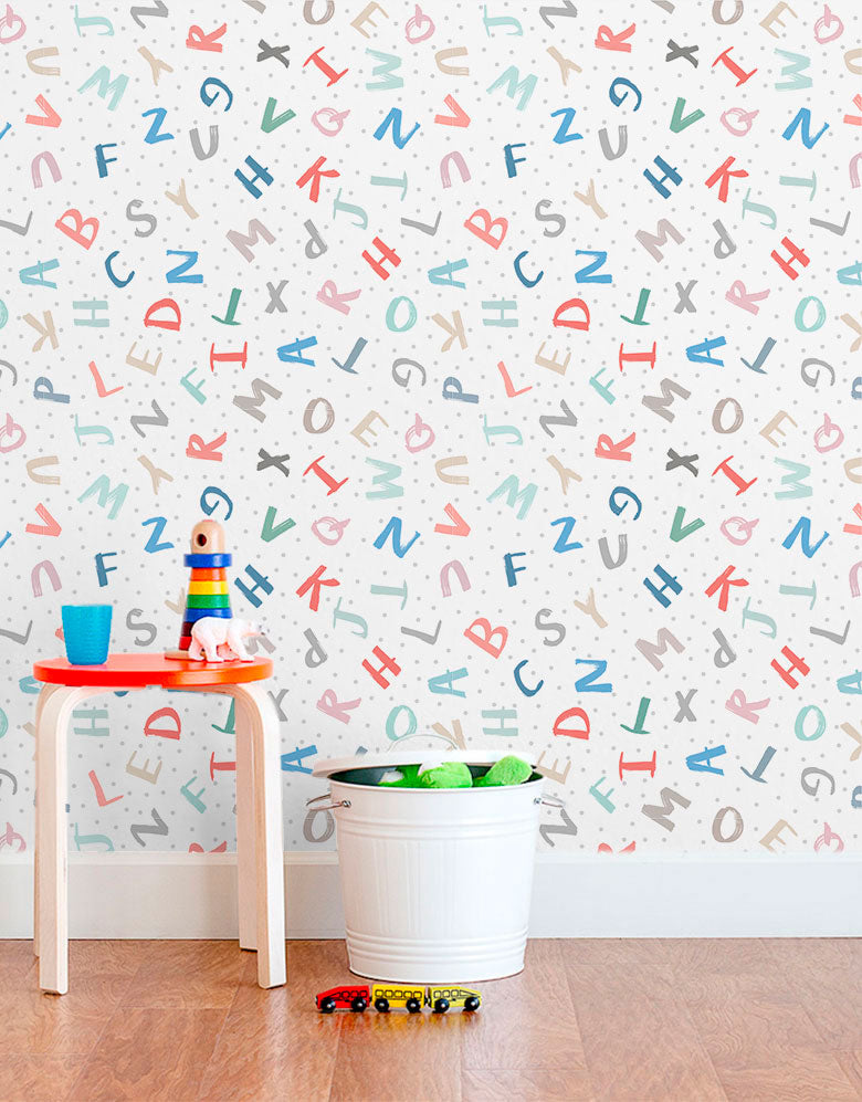 Papel de Parede Adesivo Alfabeto Colorido