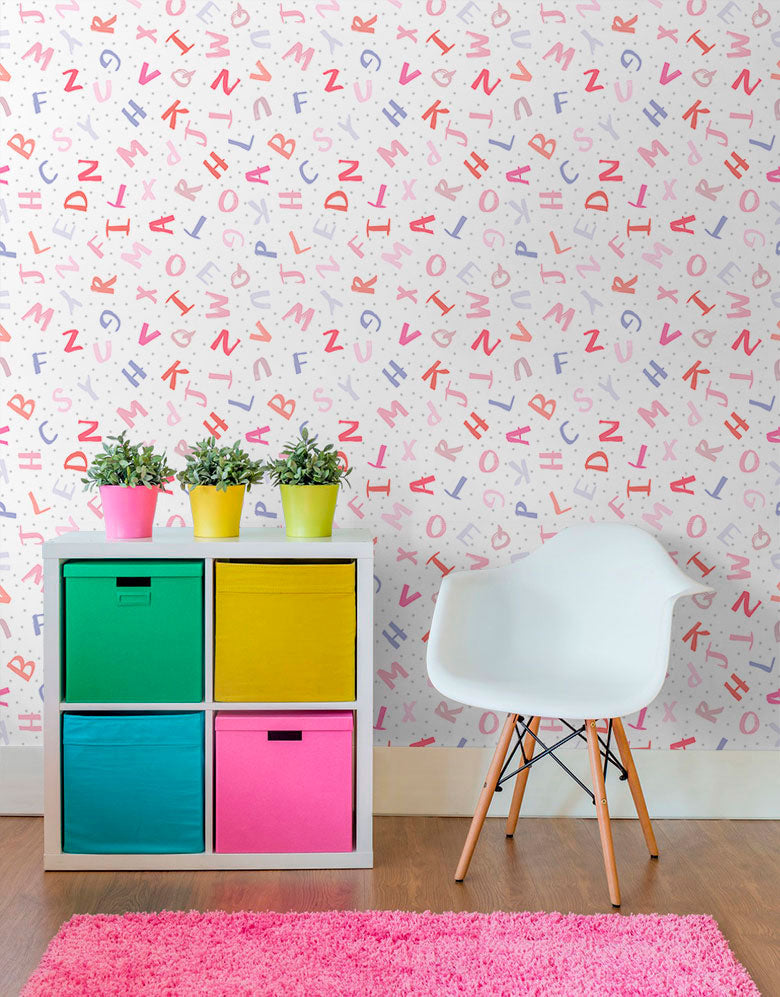 Papel de Parede Adesivo Alfabeto Menina